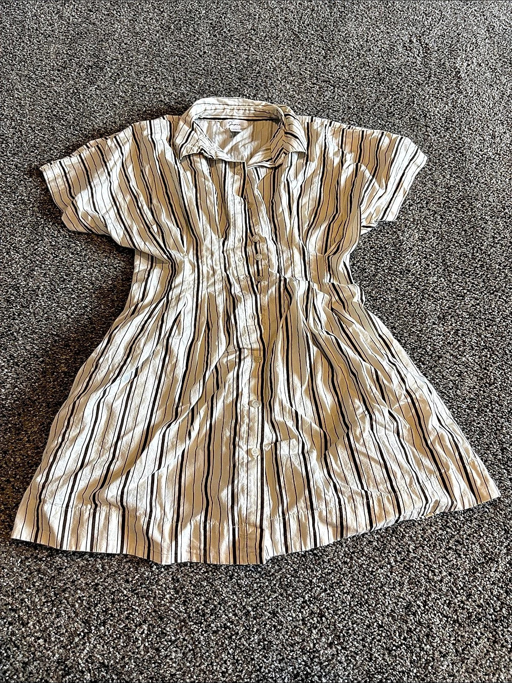 Jones New York Striped Mini Dress in Beige & White Size Medium